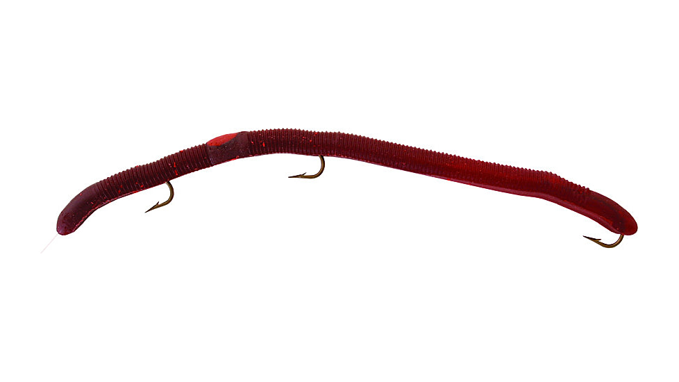 Kellys Pier Boy Special Pre-Rigged Plastic Worm, 5 1/2in, 3 Number 6 Hooks, Red Swamp Berry, PBS101-RSB