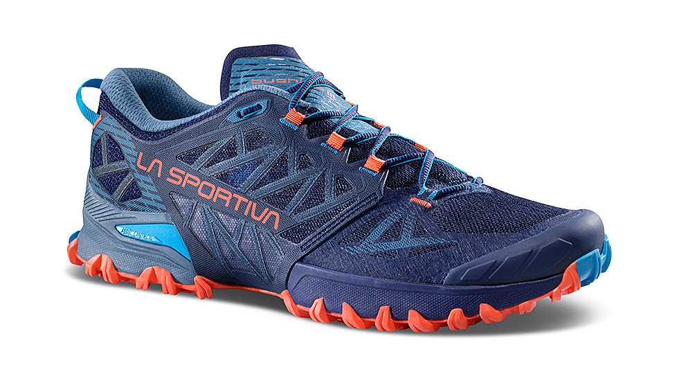 La Sportiva Bushido III Wide Road Running Shoes - Mens, Deep Sea/Cherry Tomato W, 44.5, 56U-643322W-44.5