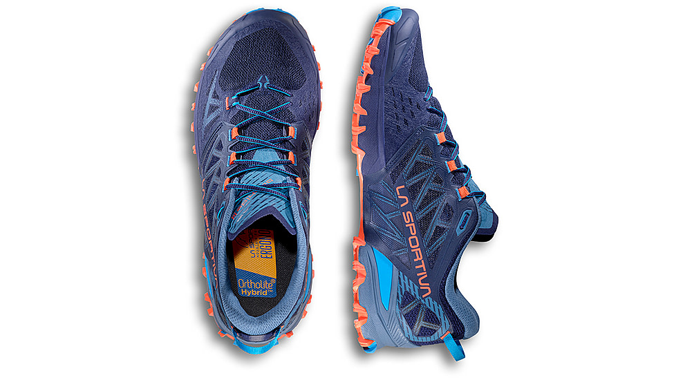 La Sportiva Bushido III Wide Road Running Shoes - Mens, Deep Sea/Cherry Tomato W, 44.5, 56U-643322W-44.5