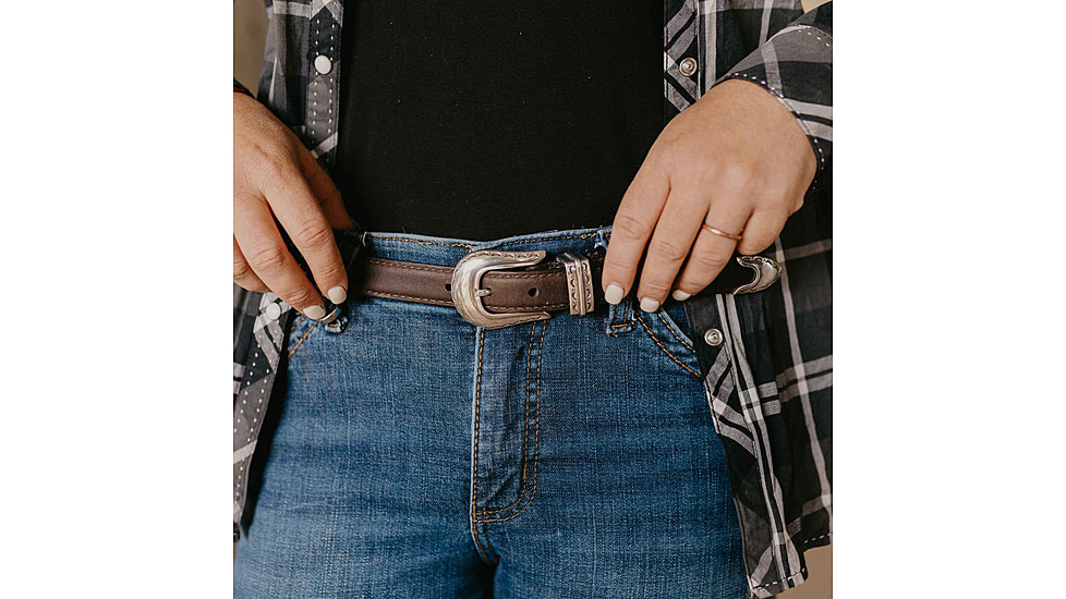 Lejon Magnolia Leather Belt - Womens, Dark Chocolate, Small, VB-10002-S