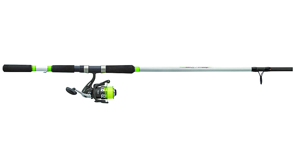 Lew's MACH 1 Spinning Rod, 7ft 2in, 2-PC IM7 Graphite Rod w/ Medium-Heavy  and Fast, Winn Dri-Tac Split-Grip, Graphite Skeletal Reel Seat, White/Black/Green, M172MHS-2