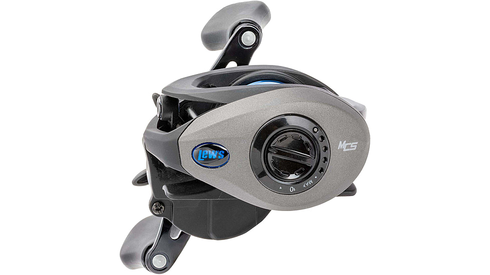 Lew’s American Hero Baitcast Reel, 4+1 Bearings, 7.5-1 Ratio, 1-PC Graphite Frame, Speed Gears, Speed Lube, Magnetic Control System, Rulon Drag, RH Retrieve, Gray/Black/Blue, AH1SHG2
