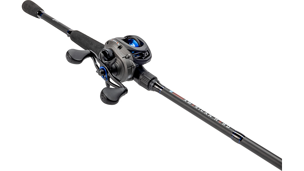 Lew’s American Hero Baitcast Reel and Rod Combo, 7ft 1-PC Medium-Heavy  Fast IM6 Graphite Rod, 4+1 Bearings, 7.5-1 Ratio, Speed Gears, LH Retrieve, Gray/Black/Blue, AH1SHL70MHCG2
