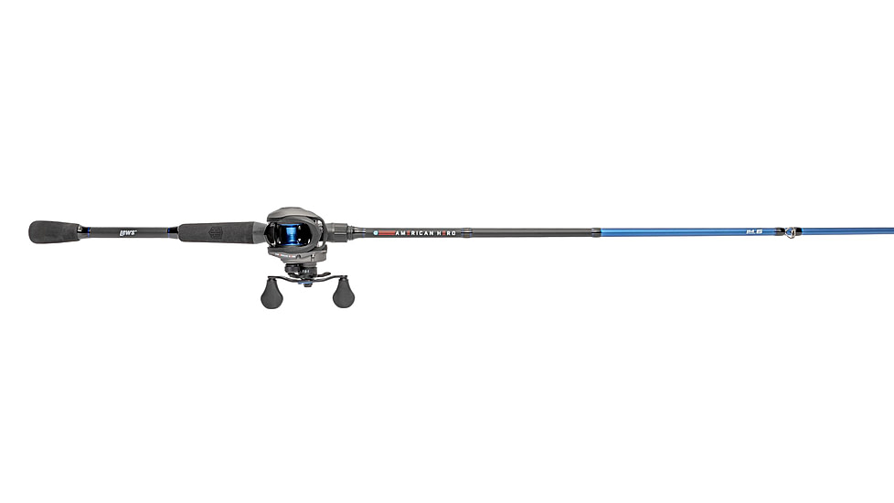 Lew’s American Hero Baitcast Reel and Rod Combo, 7ft 1-PC Medium-Heavy  Fast IM6 Graphite Rod, 4+1 Bearings, 7.5-1 Ratio, Speed Gears, RH Retrieve, Gray/Black/Blue, AH1SH70MHCG2