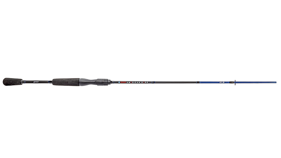 Lew’s American Hero Spinning Rod, 6ft 6in 2-PC, Medium, Fast, IM6 Graphite Rod, Stainless Steel Guides and Inserts, EVA Split-Grip, No Foul Hook Keeper, Black/Blue, AH66MSG3-2