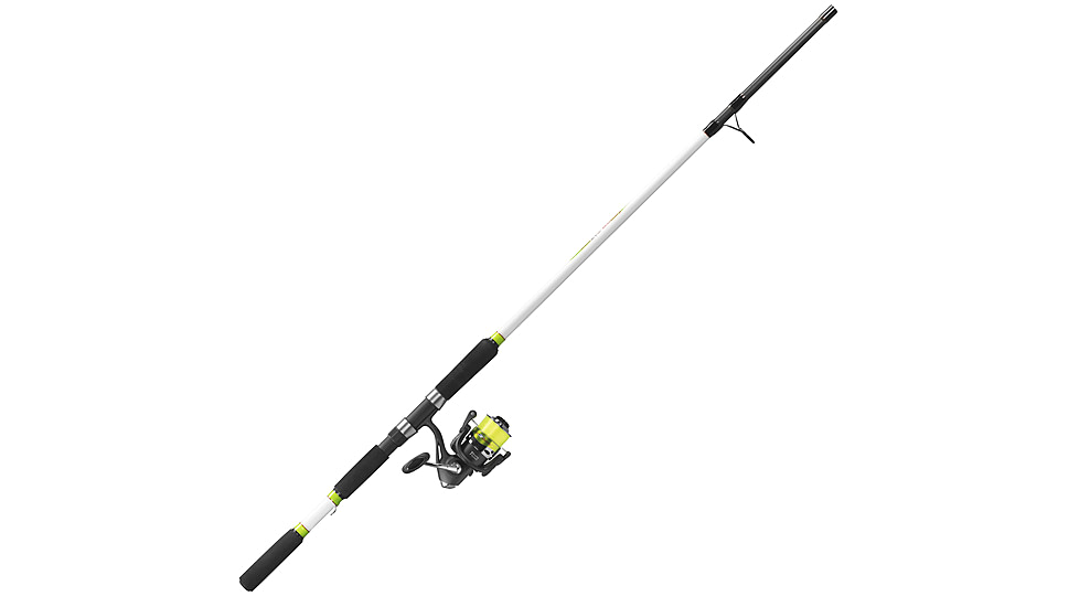 Lew's MACH 1 Spinning Rod, 7ft 2in, 2-PC IM7 Graphite Rod w/ Medium-Heavy  and Fast, Winn Dri-Tac Split-Grip, Graphite Skeletal Reel Seat, White/Black/Green, M172MHS-2