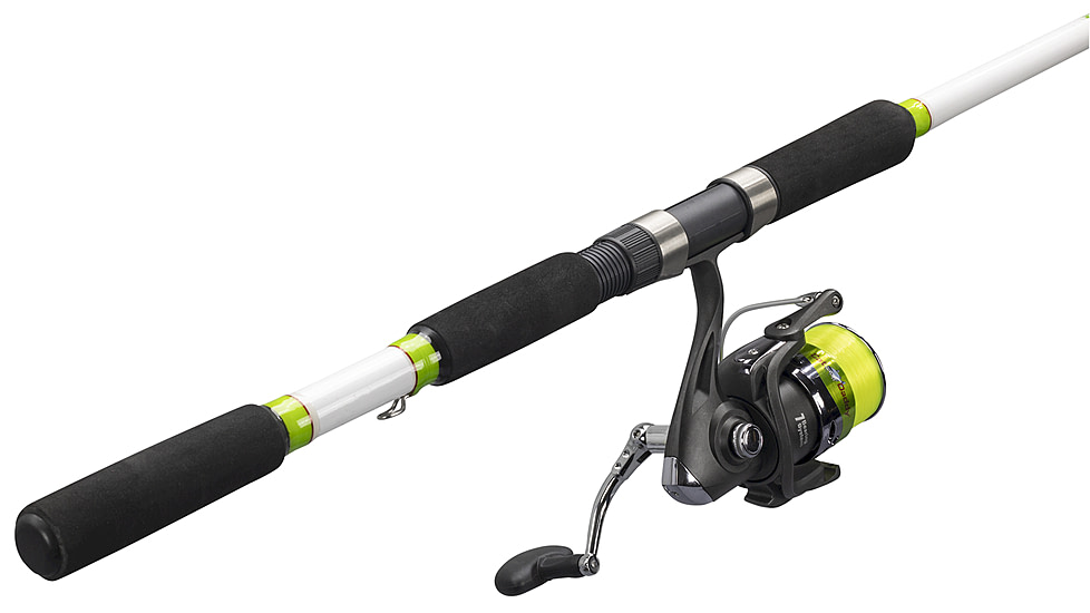Lew's MACH 1 Spinning Rod, 7ft 2in, 2-PC IM7 Graphite Rod w/ Medium-Heavy  and Fast, Winn Dri-Tac Split-Grip, Graphite Skeletal Reel Seat, White/Black/Green, M172MHS-2