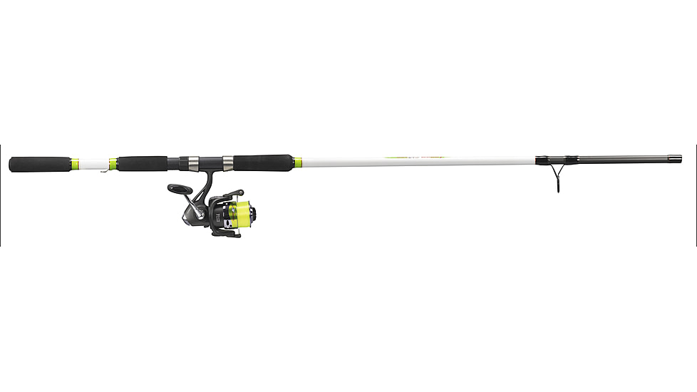 Lew's MACH 1 Spinning Rod, 7ft 2in, 2-PC IM7 Graphite Rod w/ Medium-Heavy  and Fast, Winn Dri-Tac Split-Grip, Graphite Skeletal Reel Seat, White/Black/Green, M172MHS-2