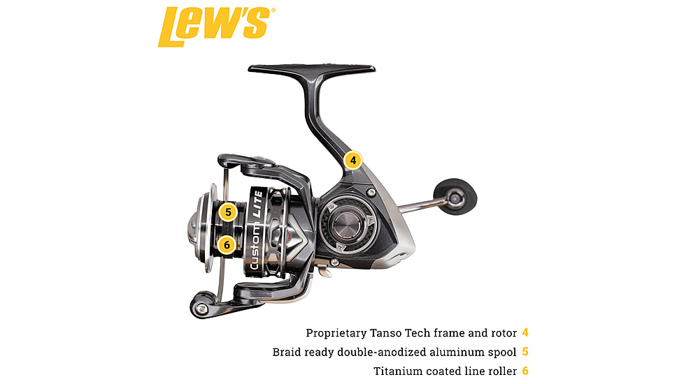 Lew’s Custom Lite Spinning Reel, SZ 300, 6.2-1 Ratio, 10+1 Bearings, CL300