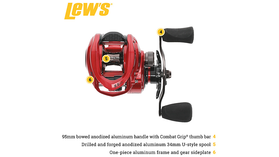 Lew’s HyperSpeed LFS Baitcast Reel, LH Retrieve, 9.5-1 Ratio, 9+1 Bearings, HS1-9.5L