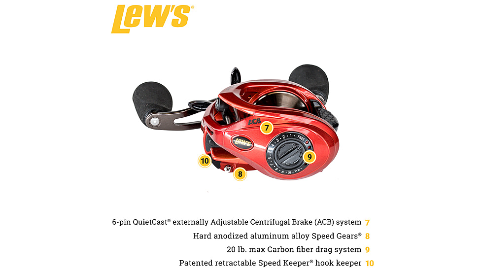Lew’s HyperSpeed LFS Baitcast Reel, RH Retrieve, 9.5-1 Ratio, 9+1 Bearings, HS1-9.5