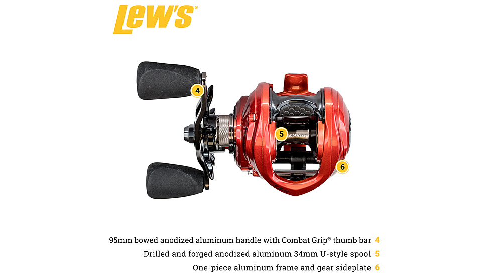 Lew’s HyperSpeed LFS Baitcast Reel, RH Retrieve, 9.5-1 Ratio, 9+1 Bearings, HS1-9.5