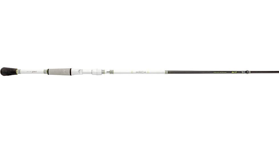 Lew’s MACH 1 Casting Rod, 6ft 8in, 1-PC IM7 Graphite Rod w/ Medium  and Moderate-Fast, Winn Dri-Tac Split-Grip, Graphite Skeletal Reel Seat, White/Black/Green, M1TWJBR