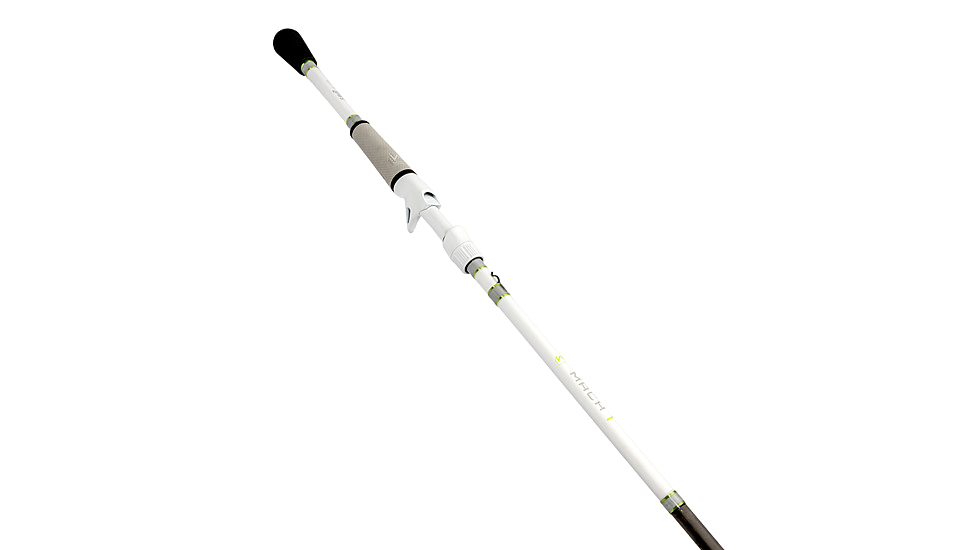 Lew’s MACH 1 Casting Rod, 6ft 9in, 1-PC IM7 Graphite Rod w/ Medium-Light  and Fast, Winn Dri-Tac Split-Grip, Graphite Skeletal Reel Seat, White/Black/Green, M1BFS
