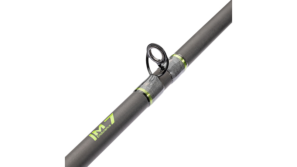 Lew’s MACH 1 Casting Rod, 7ft 2in, 2-PC IM7 Graphite Rod w/ Medium-Heavy  and Fast, Winn Dri-Tac Split-Grip, Graphite Skeletal Reel Seat, White/Black/Green, M1JR-2