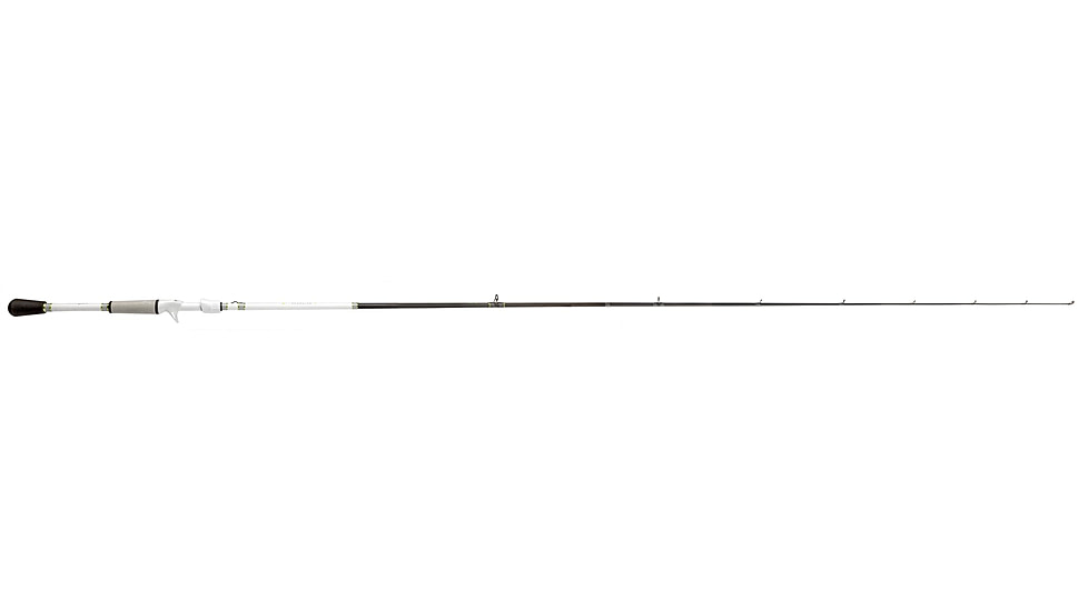 Lew’s MACH 1 Casting Rod, 7ft 2in, 2-PC IM7 Graphite Rod w/ Medium-Heavy  and Fast, Winn Dri-Tac Split-Grip, Graphite Skeletal Reel Seat, White/Black/Green, M1JR-2