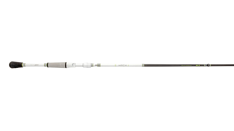 Lew’s MACH 1 Casting Rod, 7ft 3in, 1-PC IM7 Graphite Rod w/ Heavy  and Fast, Winn Dri-Tac Split-Grip, Graphite Skeletal Reel Seat, White/Black/Green, M1SJR