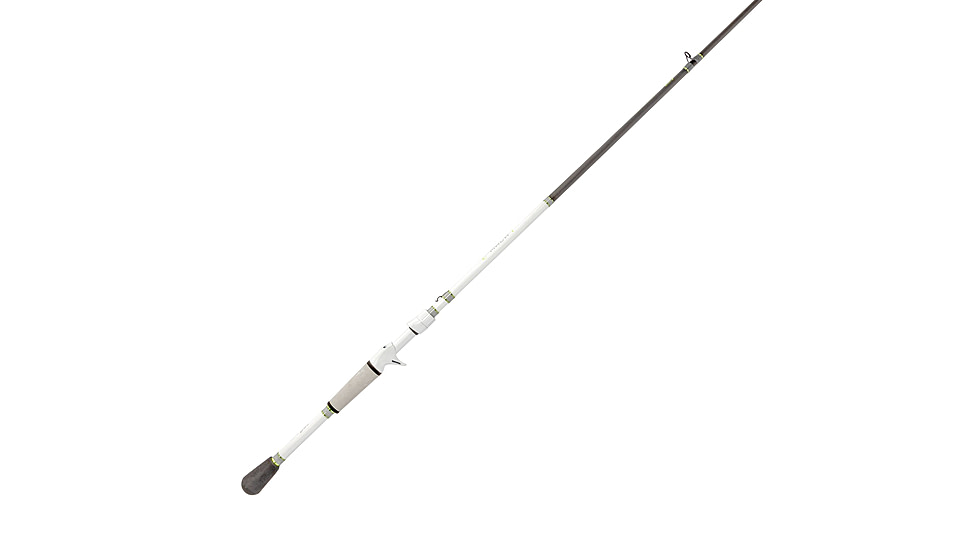 Lew’s MACH 1 Casting Rod, 7ft 3in, 1-PC IM7 Graphite Rod w/ Medium-Heavy  and Moderate, Winn Dri-Tac Split-Grip, Graphite Skeletal Reel Seat, White/Black/Green, M1CBR