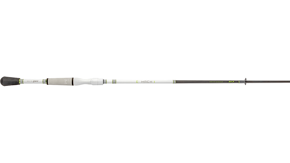 Lew’s MACH 1 Spinning Rod, 6ft, 1-PC IM7 Graphite Rod w/ Ultra-Light  and Fast, Winn Dri-Tac Split-Grip, Graphite Skeletal Reel Seat, White/Black/Green, M1ULS