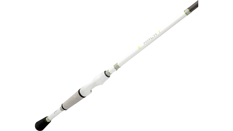Lew’s MACH 1 Spinning Rod, 7ft, 1-PC IM7 Graphite Rod w/ Light  and Fast, Winn Dri-Tac Split-Grip, Graphite Skeletal Reel Seat, White/Black/Green, M1DSR