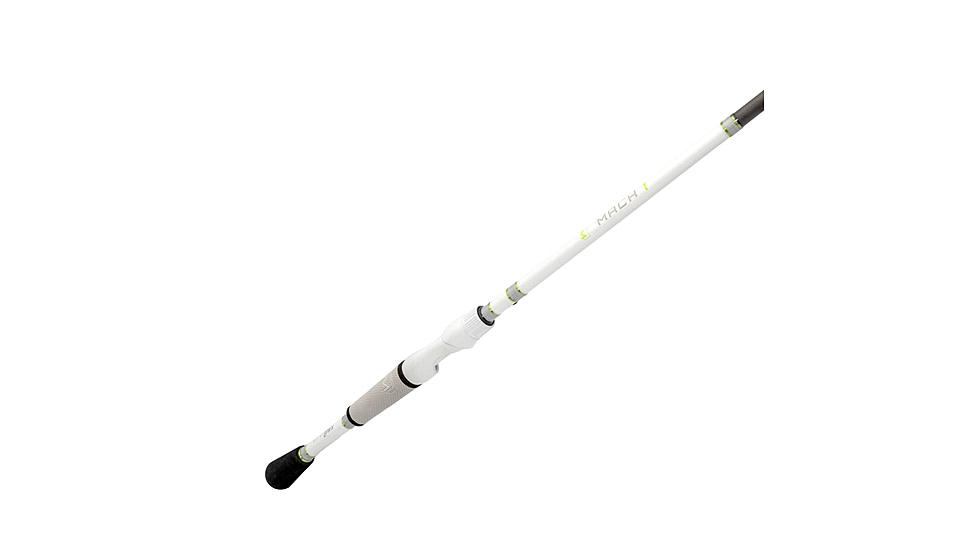 Lew’s MACH 1 Spinning Rod, 7ft, 1-PC IM7 Graphite Rod w/ Medium  and Fast, Winn Dri-Tac Split-Grip, Graphite Skeletal Reel Seat, White/Black/Green, M1APSR