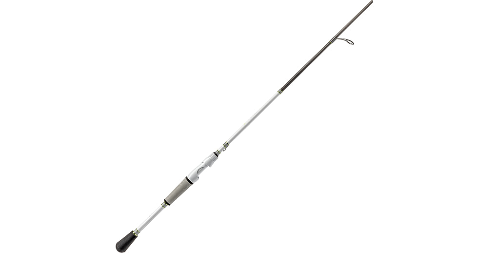 Lew’s MACH 1 Spinning Rod, 6ft 6in, 2-PC IM7 Graphite Rod w/ Medium-Light  and Fast, Winn Dri-Tac Split-Grip, Graphite Skeletal Reel Seat, White/Black/Green, M166MLS-2