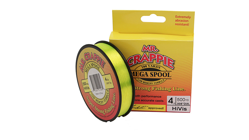 Lew's Mr. Crappie Monofilament Fishing Line, 4lb-Test, Filler Spool, 500-Yards, Hi-Vis, MC4FSHV