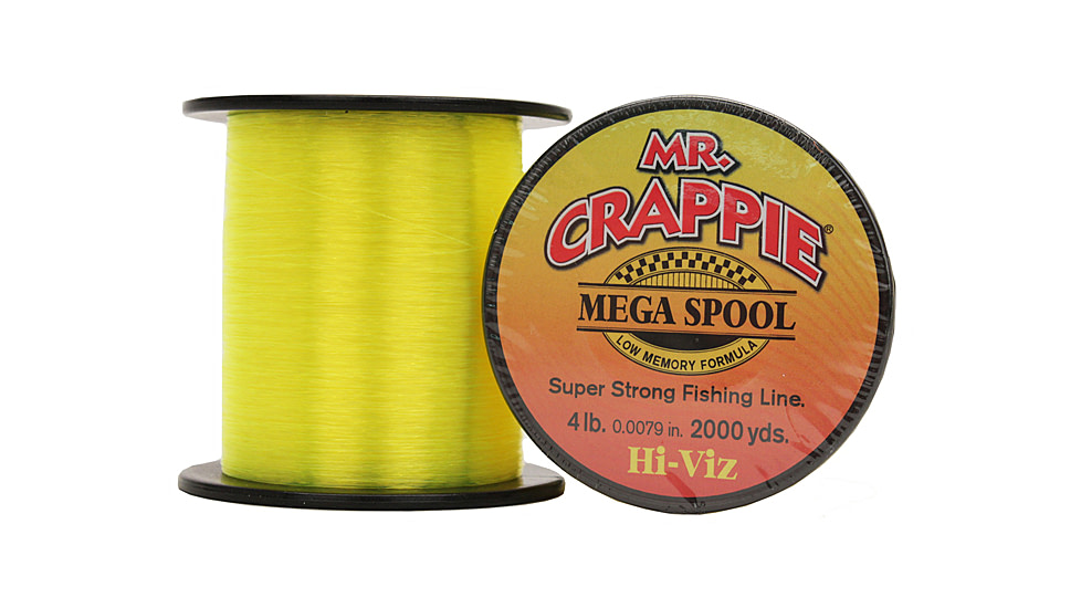 Lew's Mr. Crappie Monofilament Fishing Line, 4lb-Test, Mega Spool, 2000-Yards, Hi-Vis, MC4HV