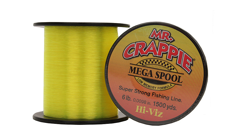 Lew's Mr. Crappie Monofilament Fishing Line, 6lb-Test, Mega Spool, 1500-Yards, Hi-Vis, MC6HV