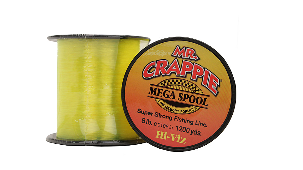 Lew's Mr. Crappie Monofilament Fishing Line, 8lb-Test, Mega Spool, 1200-Yards, Hi-Vis, MC8HV