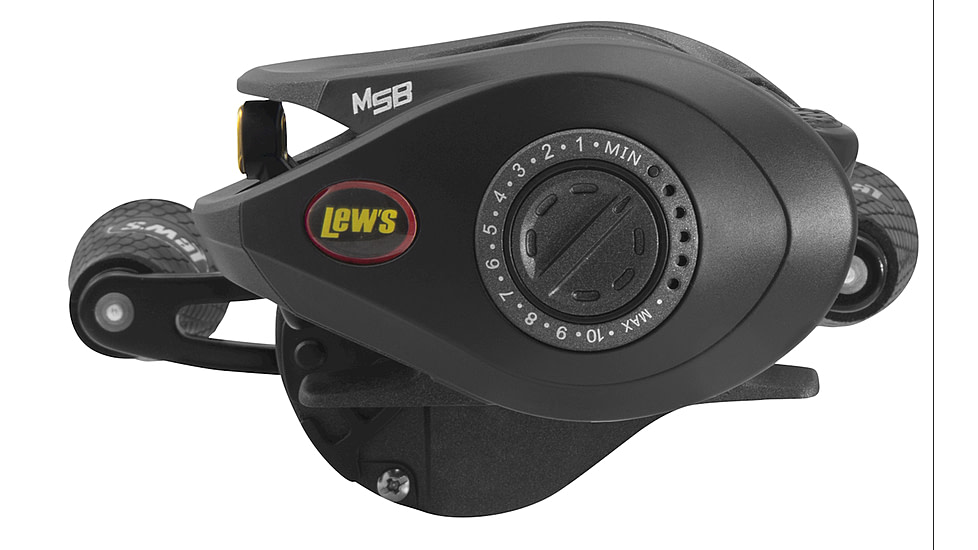 Lew's MACH 1 SS Baitcast Reel, 7+1 Bearings, 7.5-1 Ratio, Graphite Frame and Sideplate, Shallow Spool, Multi-Setting Brake, Combat Grips, LH Retrieve, White/Gray/Green, MHSS1SHLG3