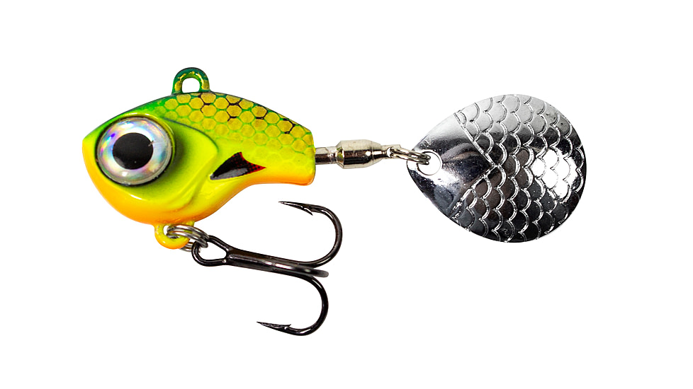 Lunkerhunt Big Eye Tail Spin Jig, Fire Tiger Glow, 1.2in &amp; 3/8 oz, BEJ203