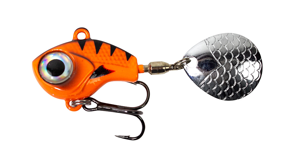 Lunkerhunt Big Eye Tail Spin Jig, Fluorescent Orange Glow, 1in &amp; 1/4 oz, BEJ106