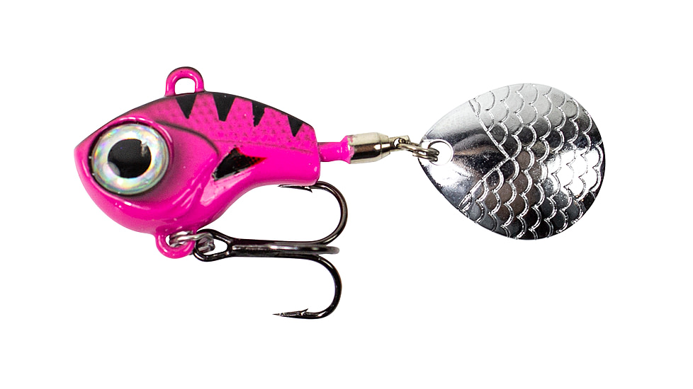 Lunkerhunt Big Eye Tail Spin Jig, Fluorescent Pink Glow, 1.2in &amp; 3/8 oz, BEJ205