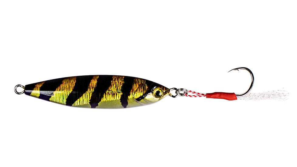 Lunkerhunt Cut Bait Jig, Peacock, 2.5in &amp; 1.13 oz, CBJ103