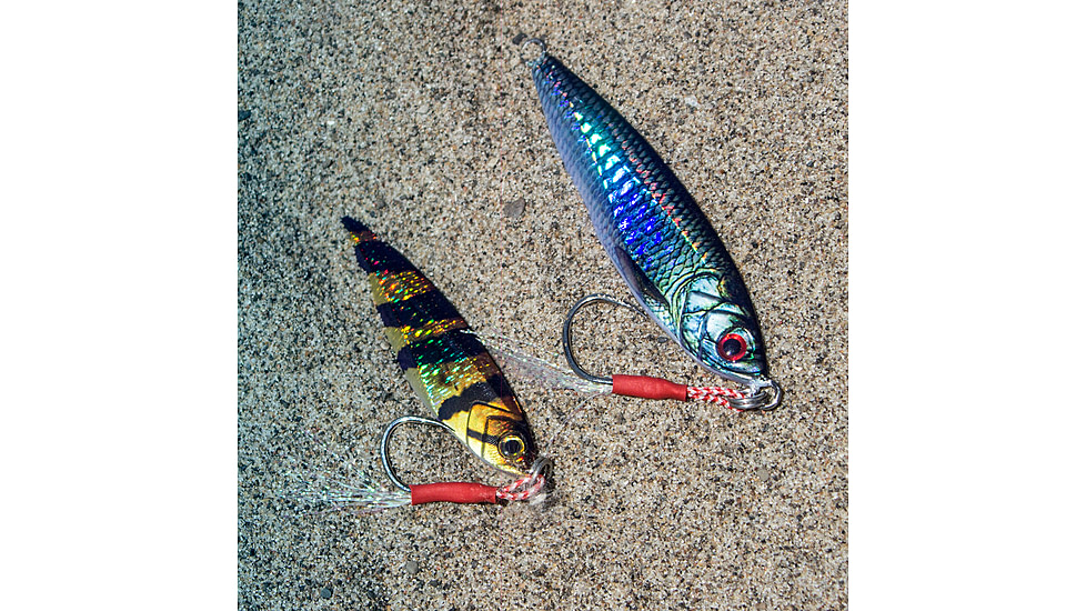 Lunkerhunt Cut Bait Jig, Peacock, 2.5in &amp; 1.13 oz, CBJ103