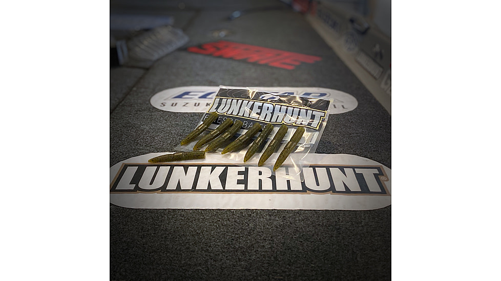 Lunkerhunt Finesse Worm, 8 Pack, 3in, Green Pumpkin, 8-FW01