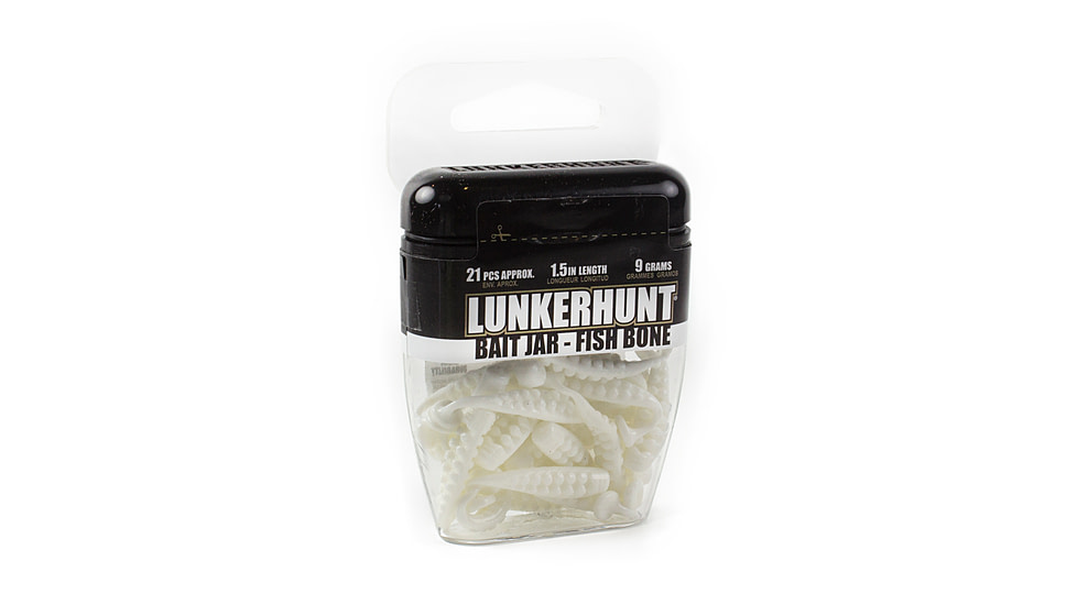 Lunkerhunt Fish Bone Bait Jar, White, 1.5in &amp; 1/3 oz, HFB01