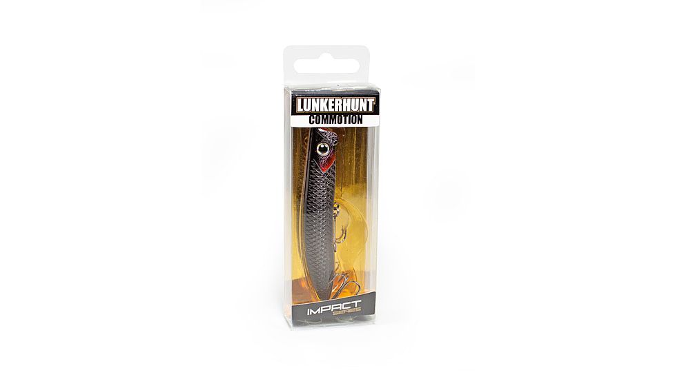 Lunkerhunt Impact Commotion Bait, Charcoal, 3.5in &amp; 1/2 oz, IMPEN06