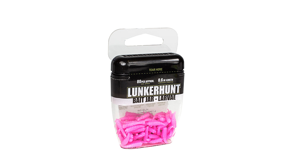 Lunkerhunt Larvae Bait Jar Soft Bait, 1, 1.5in, Pink, HLJ03