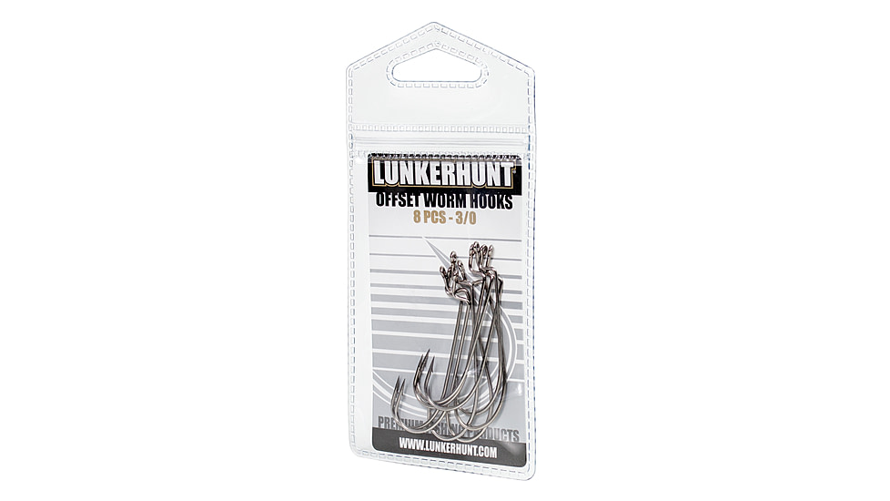 Lunkerhunt Offset Worm Hook, 3/0, 3/0 Hook Size, TOSH01