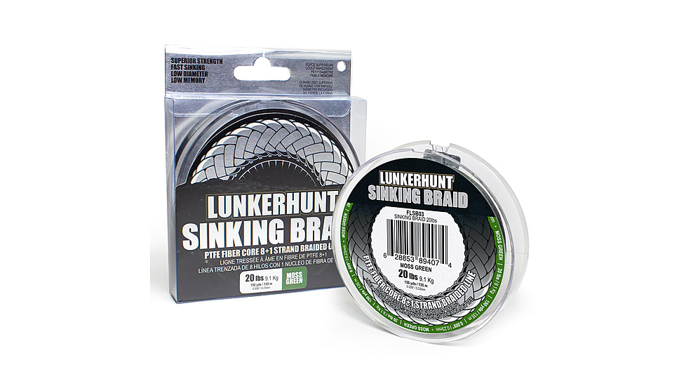 Lunkerhunt Sinking Braid Line, Moss Green, 150 yds &amp; 20 lbs, FLSB03