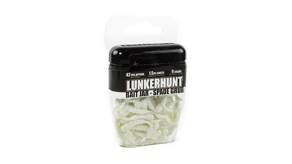 Lunkerhunt Spade Grub Bait Jar Grub, 1, 1.5in, White, HSG03