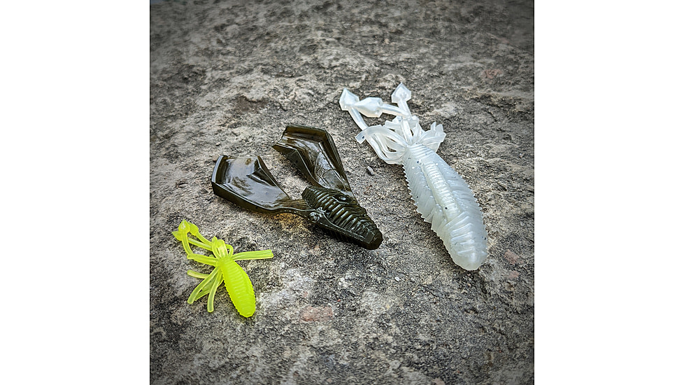 Lunkerhunt Tandem Trailer Soft Bait, 1, 3in, Green Pumpkin, CHKTR01