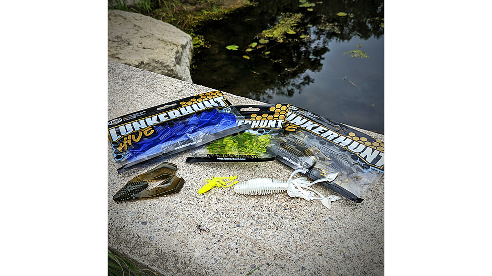 Lunkerhunt Tandem Trailer Soft Bait, 1, 3in, Green Pumpkin, CHKTR01