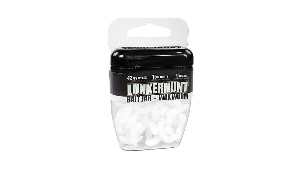 Lunkerhunt Wax Worm-Bait Jar Worm, 40, 0.75in, White, HWJ02