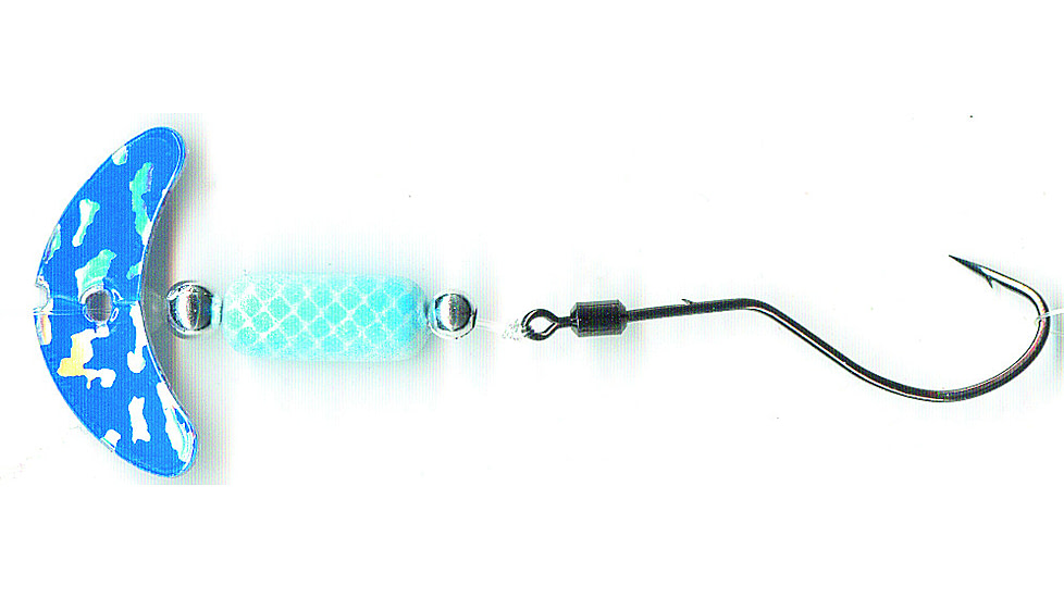 Macks Lure Smile Blade Spindrift Walleye Spinner, Number 1 Hook 72in Leader, Blue Silver Tiger Smile Blade/White Blue Scale Pill, 63356