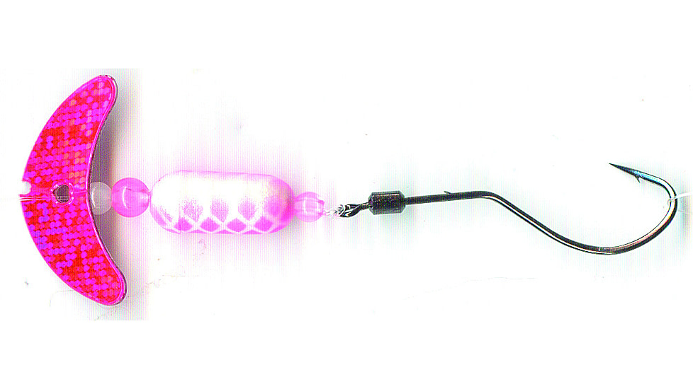Macks Lure Smile Blade Spindrift Walleye Spinner, Number 1 Hook 72in Leader, Hot Pink Sparkle Smile Blade/White Pink Scale Pill, 63352