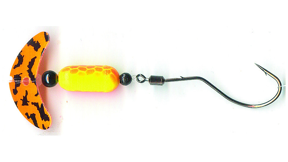 Macks Lure Smile Blade Spindrift Walleye Spinner, Number 1 Hook 72in Leader, Orange Black Tiger Smile Blade/Chrt Org Scale Pill, 63351