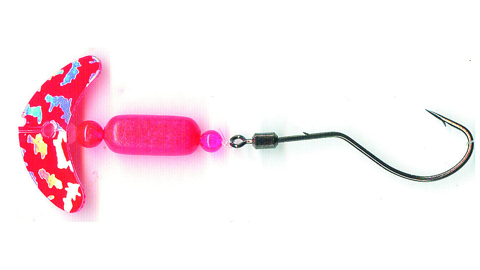 Macks Lure Smile Blade Spindrift Walleye Spinner, Number 1 Hook 72in Leader, Red Silver Tiger Smile Blade/Red Pill, 63354